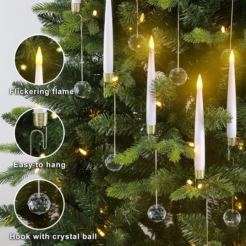 Sunjas Store Christmas Tree Candles with Magic Wand 12 Pack Flameless Candles for Christmas Tree Flickering Battery Operated LED Candle for Holiday Home Party Decor with Crystal Ball Hook - Image 3